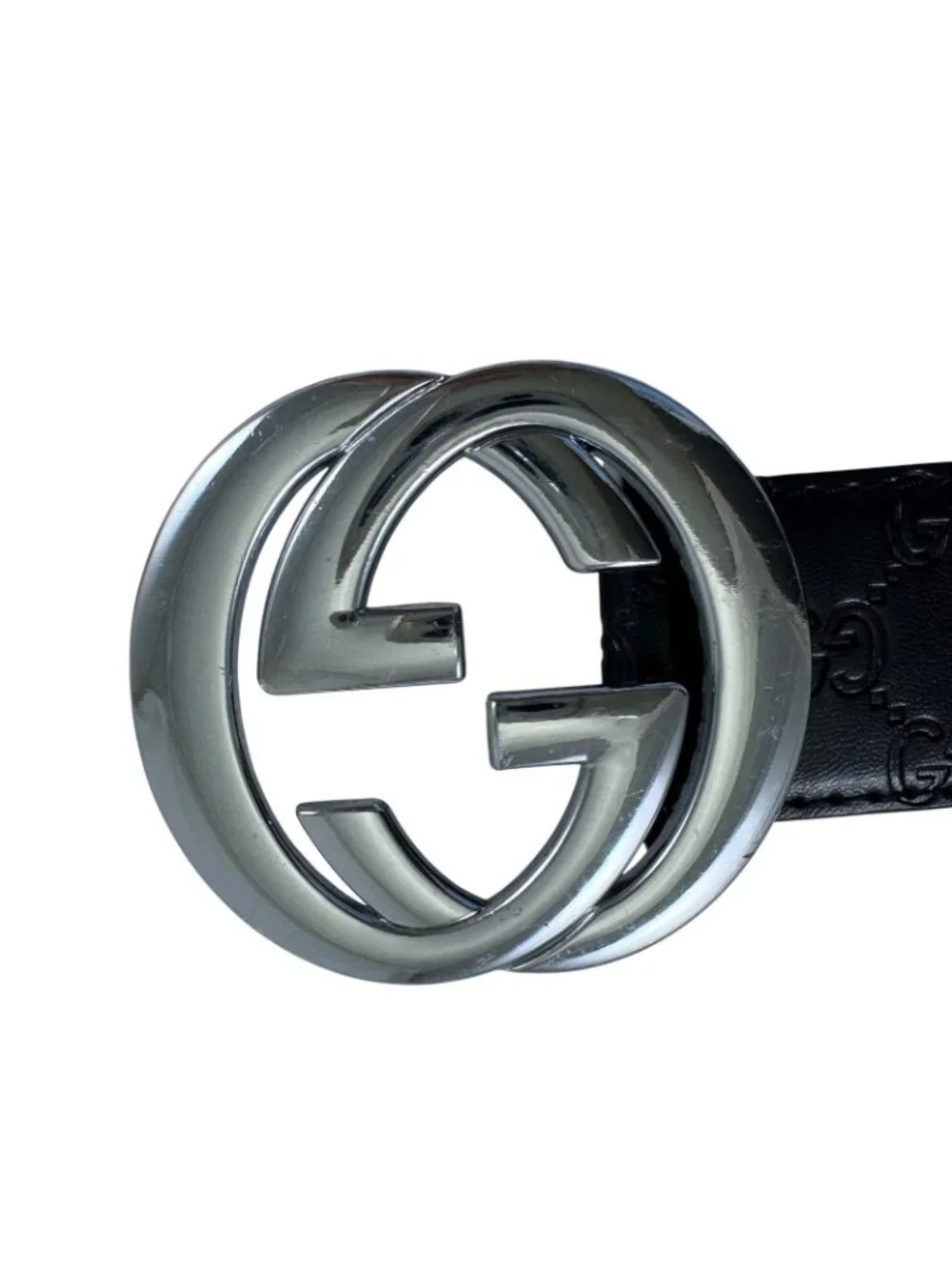 Gucci Black Interlocking G Buckle Belt Signature Leather Debossed Logos ‎411924